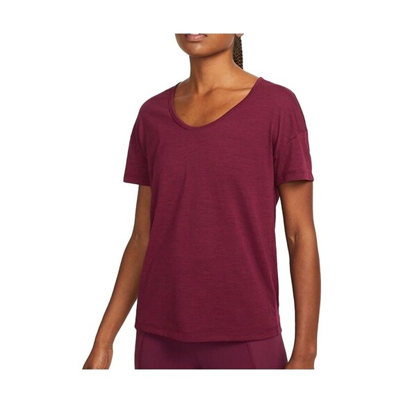 Nike Women's Dri-Fit Yoga Top Maroon Metallic Trip Size Small NWT!! - Picture 1 of 5